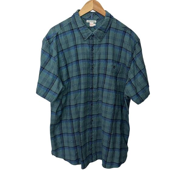 Carbon 2 Cobalt Men's XL Blue Plaid 100% Cotton Short Sleeve Button Up Shirt - Picture 1 of 5